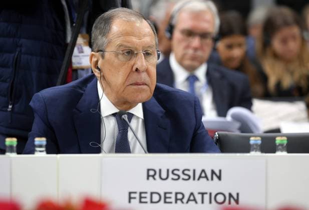 News Themen der Woche KW48 North Macedonia OSCE Ministerial Council 8572499 30.11.2023 In this handout photo released by the Russian Foreign Ministry, Russian Foreign Minister Sergey Lavrov attends a meeting of the Organization for Security and Co-operation in Europe (OSCE) Ministerial Council in Skopje, North Macedonia. Editorial use only, no archive, no commercial use. Russian Foreign Ministry Skopje Northern Macedonia  Copyright: xx