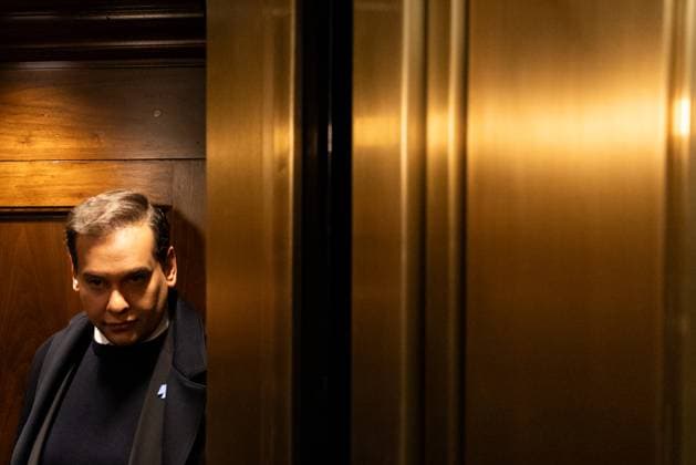 Republican Rep. George Santos of New York takes the elevator en route to the House floor before being expelled from Congress after a bipartisan vote on Friday, December 1, 2023.  WAP2023120106 JULIAxNIKHINSON