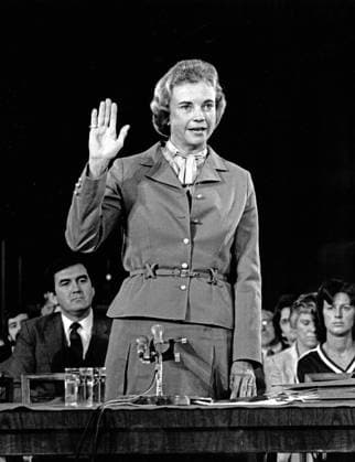 September 9, 1981, Washington, District of Columbia, USA: Judge SANDRA DAY O CONNOR of the Arizona Court of Appeals, United States President Ronald Reagan s nominee as Associate Justice of the Supreme Court to replace Potter Stewart who retired, is sworn-in to give testimony before the US Senate Judiciary Committee in Washington, DC on September 9, 1981. Judge O Connor is the first woman ever nominated for a seat on the US Supreme Court. Washington USA - ZUMAs152 19810909_zaa_s152_005 Copyright: xJoexSilvermanx