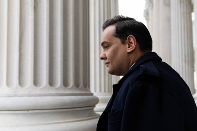 Republican Rep. George Santos of New York leaves the House floor after being expelled from Congress after a bipartisan vote on Friday, December 1, 2023.  WAP2023120126 JULIAxNIKHINSON