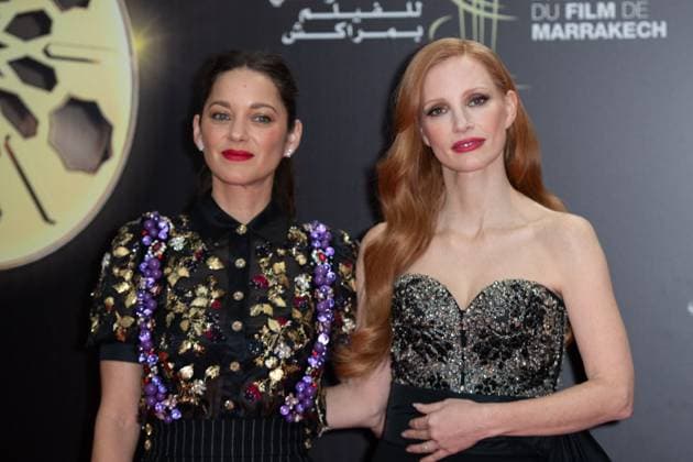 Entertainment Themen der Woche KW48 Entertainment Bilder des Tages Marrakech 2023 Closing Ceremony Red Carpet Marion Cotillard and Jessica Chastain attending the Closing Ceremony Red Carpet as part of the 20th Marrakech International Film Festival in Marrakech, Morocco on December 02, 2023. Photo by Aurore Marechal ABACAPRESS.COM Marrakech Morocco  Copyright: xMarechalxAurore ABACAx