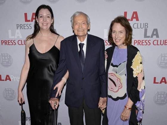 December 3, 2023, Los Angeles, California, USA: (L-R) Catherine Corman, Roger Corman and Julie Corman attend the16th National Arts & Entertainment Journalism Awards Gala. Los Angeles USA - ZUMAb173 20231203_aap_b173_117 Copyright: xBillyxBennightx