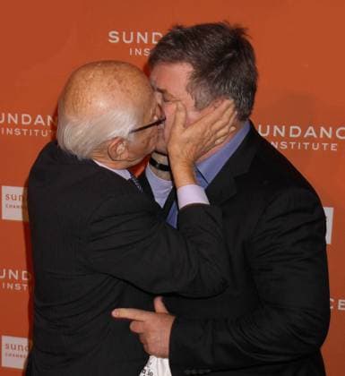 Norman Lear kissing Alec Baldwin 2008 Photo By Adam ScullPhotoLink MediaPunch Copyright: xAdamxScullx