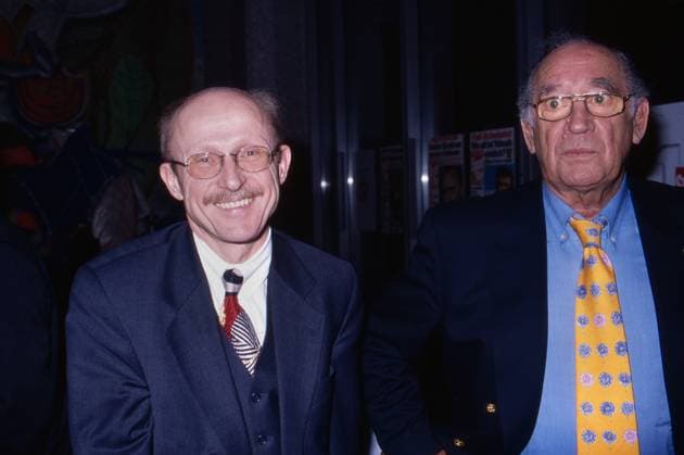 10 Jahre Sport Bild, 1998, Gäste bei der Feier: Sportfunktionär Willi Lemke und Ex Fussballer Max Merkel. Copyright: HartwigxValdmanis Nur redaktionelle Nutzung. Editorial usage only. VAL_720101411