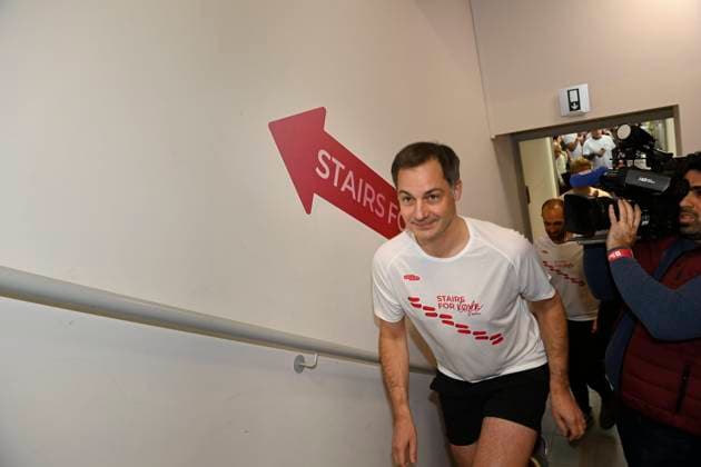 News Themen der Woche KW49 News Bilder des Tages Belfius Stairs for Life with PM De Croo BRUSSELS, BELGIUM - DECEMBER 07 : 11th edition of Stairs for Life - Stairs for Love 2023 in aid of Viva for Life,.Climbing the 696 steps of the Belfius Tower to help children living below the poverty line? That s the challenge facing the 900 registered participants. Alexander De Croo (Open Vld), Prime Minister pictured on DECEMBER 07, 2023 in Brussels, Belgium, 7 12 23 Brussels Belgium  Copyright: xPhilipxReynaersx