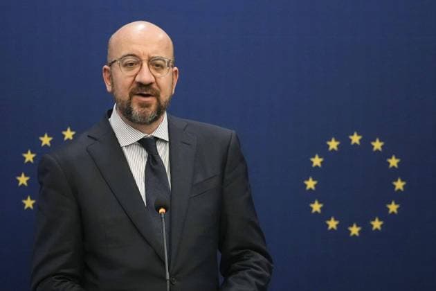 EU leaders in Beijing European Council President Charles Michel attends a joint press conference with European Commission President Ursula von der Leyen following their talks with Chinese President Xi Jinping in Beijing on Dec. 7, 2023.  A14AA0002213287P