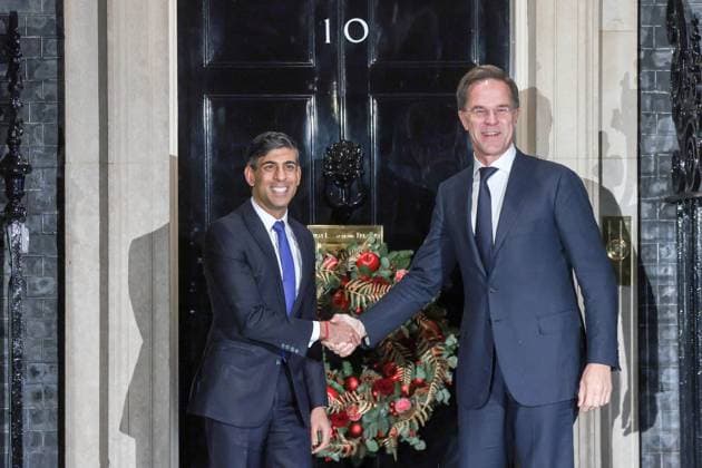 News Themen der Woche KW49 News Bilder des Tages . 07 12 2023. London, United Kingdom. PM Sunak Greets Dutch PM Mark Rutte. Prime Minister Rishi Sunakl welcomes Dutch Prime Minister Mark Rutte to Downing Street.  xMartynxWheatleyx xi-Imagesx IIM-24863-0005