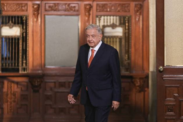 Andres Manuel Lopez Obrador Press Conference December 7, 2023. Mexico City, Mexico. Mexican President, Andres Manuel Lopez Obrador gesticulates during his speech during his daily morning briefing conference at the National Palace. Mexico City Mexico Copyright: xAlexxDaltonxxEyepixxGroupx