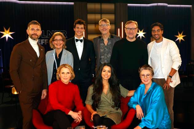 Entertainment Themen der Woche KW49 Entertainment Bilder des Tages Micky Beisenherz, Yvonne Willicks, Susan Link, Wincent Weiss, Christoph Sieber, Fernanda Brandao, Rainer Bock, ldiko von Kürthy und Nic Shanker bei der Aufzeichnung der WDR-Talkshow Kölner Treff im WDR Studio BS 2. Köln, 08.12.2023 *** Micky Beisenherz, Yvonne Willicks, Susan Link, Wincent Weiss, Christoph Sieber, Fernanda Brandao, Rainer Bock, ldiko von Kürthy and Nic Shanker at the recording of the WDR talk show Kölner Treff at WDR Studio BS 2 Cologne, 08 12 2023 Foto:xT.xSchröerx xFuturexImagex koelner_treff0812_3201