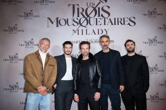 Bilder des Jahres 2023, Entertainment 12 Dezember News Bilder des Tages Les Trois Mousquetaires Milady Premiere Pio Marmai, Vincent Cassel, Romain Duris, Martin Bourboulon, Francois Civil attending the Les Trois Mousquetaires : Milady (The Three Musketeers: Milady) Premiere at Cinema Le Grand Rex in Paris, France on December 10, 2023. Photo by Aurore Marechal ABACAPRESS.COM Paris France  Copyright: xMarechalxAurore ABACAx