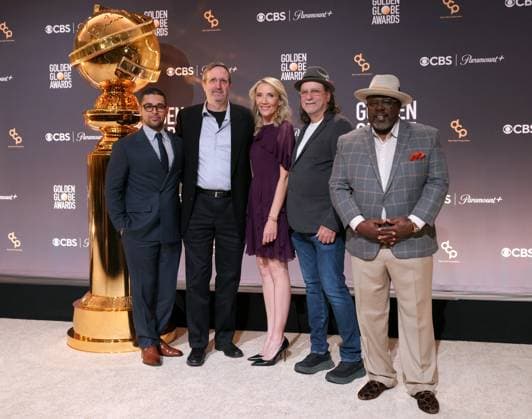 Bilder des Jahres 2023, Entertainment 12 Dezember Entertainment Themen der Woche KW50 Entertainment Bilder des Tages L-R) Wilmer Valderrama, Ricky Kirshner, Helen Hoehne, Glenn Weiss and Cedric the Entertainer attend the 81st annual Golden Globe Award nominations announcement at the Beverly Hilton in Beverly Hills, California on Monday, December 11, 2023.  LAP20231211056 GREGxGRUDT
