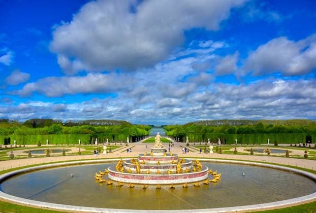 Fountain of Latona in the garden of Versailles Palace Versailles, France - April 24, 2019: Fountain of Latona in the garden of Versailles Palace on a sunny day outside of Paris, France. Copyright: xZoonar.com JamesxByardx 15080687