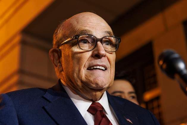 December 11, 2023, District of Columbia, District of Columbia, USA: Rudy Giuliani, former personal lawyer for President Trump, speaks to the press as he leaves the E. Barrett Prettyman U.S. District Courthouse, where a jury will decide punitive damages for two poll workers who successfully sued Giuliani in civil court. District of Columbia USA - ZUMAs293 20231211_znp_s293_003 Copyright: xAaronxSchwartzx