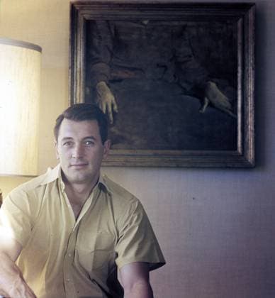 Rock Hudson at Home Actor Rock Hudson at home Los Angeles, CA USA  Copyright: xLeoxFuchsx 1293 Rock Hudson potrait near painting