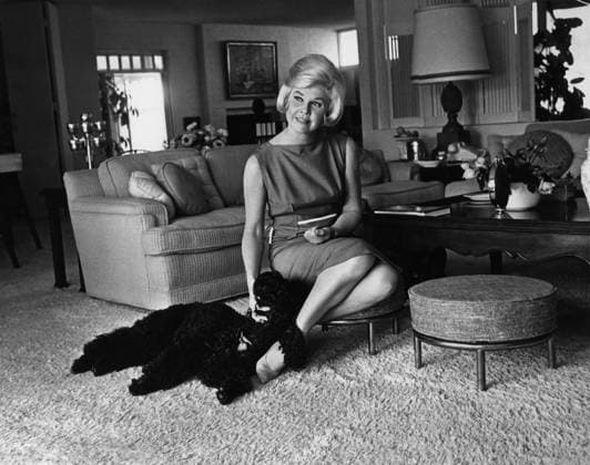 Doris Day At Home Actress Doris Day petting her dog at her house Los Angeles, CA USA  Copyright: xLeoxFuchsx R0024-Day