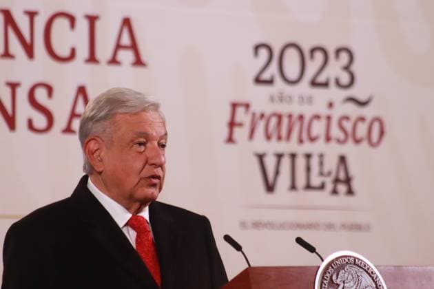 December 13, 2023 in Mexico City, Mexico: Mexican President, Andres Manuel Lopez Obrador speaks during the briefing conference in front of media at the National Palace on December 13, 2023 in Mexico City, Mexico. Mexico City Mexico - ZUMAe321 20231213_zia_e321_007 Copyright: xCarlosxSantiagox