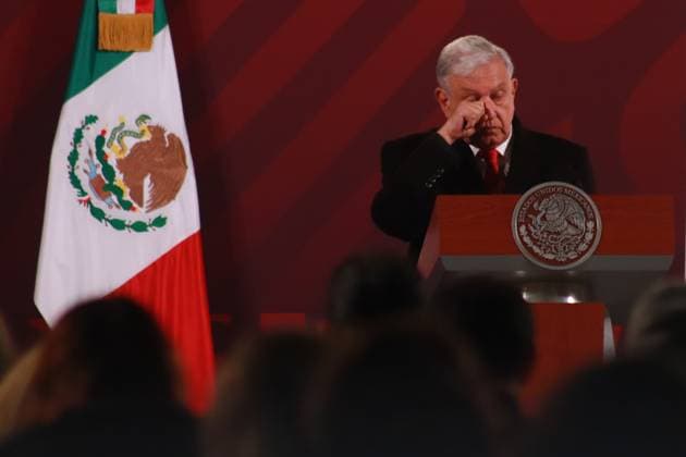 December 13, 2023 in Mexico City, Mexico: Mexican President, Andres Manuel Lopez Obrador speaks during the briefing conference in front of media at the National Palace on December 13, 2023 in Mexico City, Mexico. Mexico City Mexico - ZUMAe321 20231213_zia_e321_015 Copyright: xCarlosxSantiagox