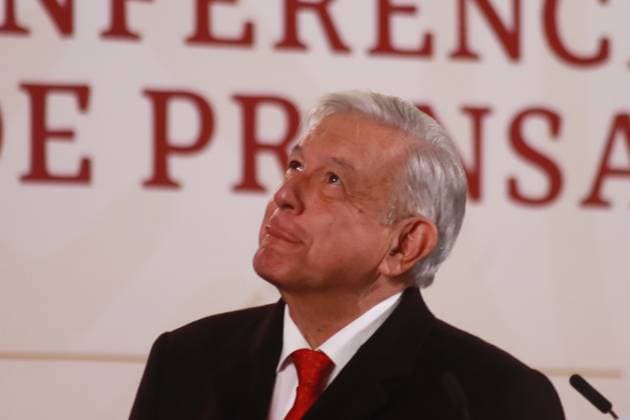 December 13, 2023 in Mexico City, Mexico: Mexican President, Andres Manuel Lopez Obrador speaks during the briefing conference in front of media at the National Palace on December 13, 2023 in Mexico City, Mexico. Mexico City Mexico - ZUMAe321 20231213_zia_e321_016 Copyright: xCarlosxSantiagox