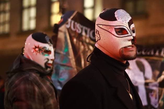 Wrestlers Protest to Demand Liberation For Cuatrero December 13, 2023 in Mexico City, Mexico: Members of the wrestling union protest to demand the immediate release of the wrestler Cuatrero, arrested in March of this year. on December 13, 2023. In Mexico City, Mexico. (Photo by Carlos Santiago Eyepix Group) Copyright: xCarlosxSantiagox xEyepixxGroupx CS202312138689