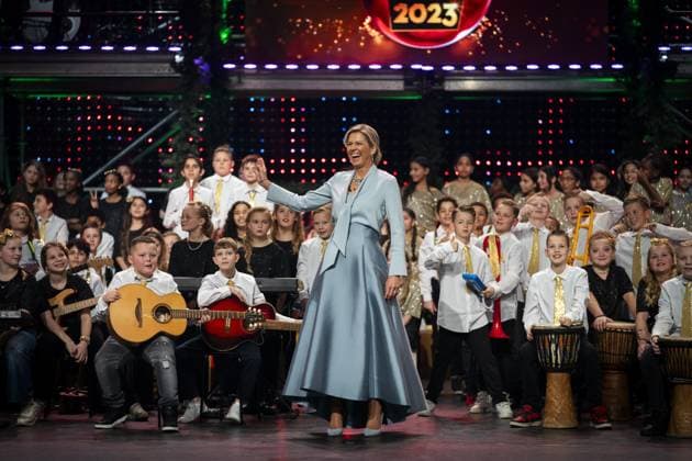 BUSSUM - Queen Maxima at the recordings for the Christmas Music Gala 2023 of the More Music in the Classroom foundation, recorded and broadcast by AVROTROS. ANP JEROEN JUMELET netherlands out - belgium out  Copyright: xx x486270636x originalFilename: 486270636.jpg