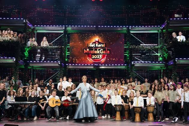 BUSSUM - Queen Maxima at the recordings for the Christmas Music Gala 2023 of the More Music in the Classroom foundation, recorded and broadcast by AVROTROS. ANP JEROEN JUMELET netherlands out - belgium out  Copyright: xx x486270689x originalFilename: 486270689.jpg