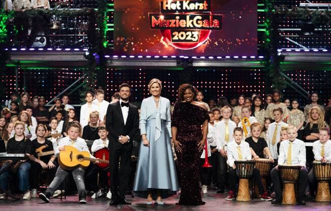 BUSSUM - Queen Maxima at the recordings for the Christmas Music Gala 2023 of the More Music in the Classroom foundation, recorded and broadcast by AVROTROS. ANP JEROEN JUMELET netherlands out - belgium out  Copyright: xx x486270706x originalFilename: 486270706.jpg