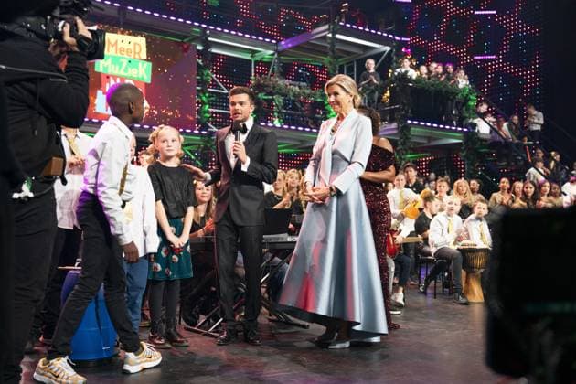 BUSSUM - Queen Maxima at the recordings for the Christmas Music Gala 2023 of the More Music in the Classroom foundation, recorded and broadcast by AVROTROS. ANP JEROEN JUMELET netherlands out - belgium out  Copyright: xx x486270748x originalFilename: 486270748.jpg