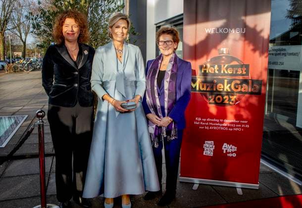 14-12-2023 Bussum Queen Maxima at the recordings for the Christmas Music Gala 2023 of the More Music in the Classroom foundation, recorded and broadcast by AVROTROS. Â  Copyright: xPPEx