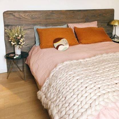 An interior of a beautiful bedroom with a pink bed cover with plant on the left 17790 RECORD DATE NOT STATED
