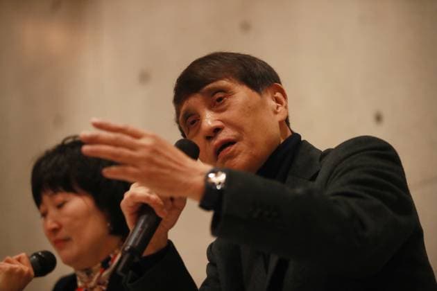 Japanese architect Ando in S. Korea Japanese architect Ando in S. Korea Renowned Japanese architect Tadao Ando (R) speaks during a news conference at Museum SAN (Space Art Nature) in Oak Valley, Wonju, 87 km southeast of Seoul, on March 31, 2023, on the occasion of the 10th anniversary of the art museum that he designed. (Yonhap) 2023-03-31 15:30:46 < 1980-2023 YONHAPNEWS AGENCY. .> ¿øÁÖ½Ã °­¿øµµ EDITORIAL USE ONLY  Copyright: xx PYH2023033113650032500 YonhapxNewsx yonphotos216620