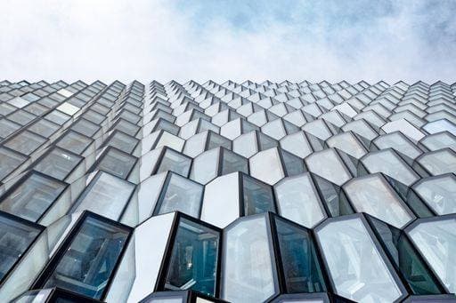 Creative Highlights World A low angle shot of a modern building with creative architectural twists 129996 RECORD DATE NOT STATED
