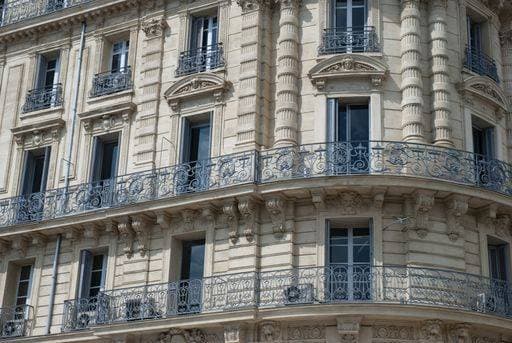 An apartment building with blue balconies in Marseille in France 141882 RECORD DATE NOT STATED