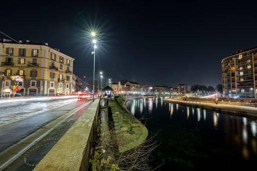 A beautiful shot of a clear night sky in the dock of navigli in milan italy 166459 RECORD DATE NOT STATED