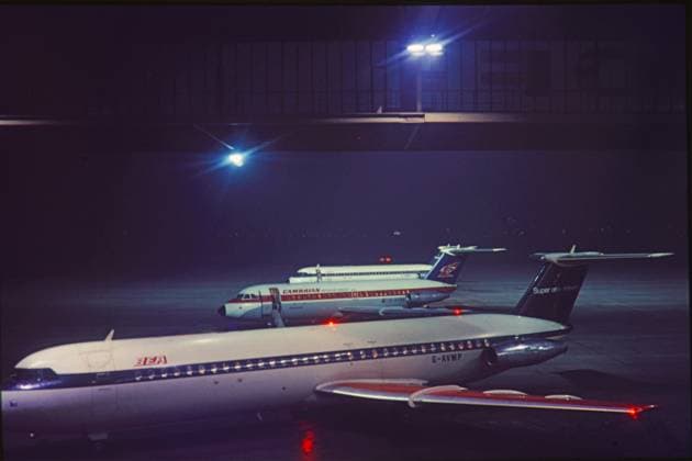 Flughafen Tempelhof GER, 20230101,BerlinAufnahme ,ca. 1970, Flughafen Tempelhof, Nachtaufnahme *** Tempelhof Airport GER, 20230101,Berlin photo, ca 1970, Tempelhof Airport, night shot