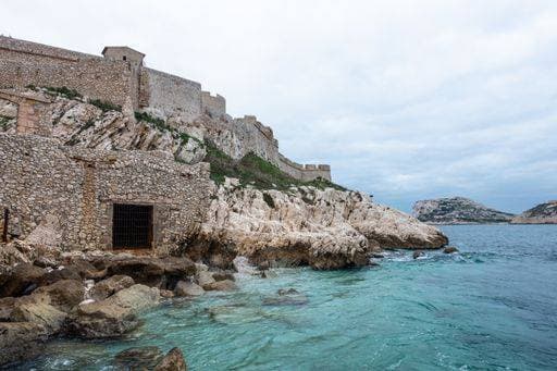 A high angle shot of the Chateau dIf in Marseille France surrounded by the sea 339932 RECORD DATE NOT STATED