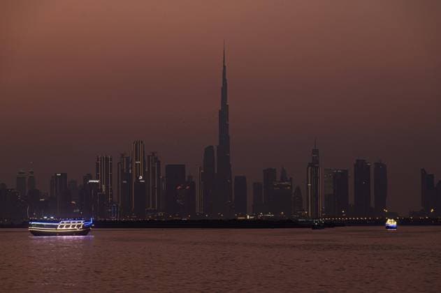 Dubai Economy The Dubai skyline, featuring the Burj Khalifa and other skyscrapers, is visible from Dubai Creek Harbour in Dubai, United Arab Emirates, on December 22, 2023, after sunset. Dubai United Arab Emirates  Copyright: xKabirxJhangianix originalFilename: jhangiani-dubaieco231222_npO9O.jpg
