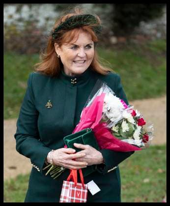 . 25 12 2023. Sandringham , United Kingdom. Sarah Ferguson leaving the Christmas Day church service in Sandringham, United Kingdom. Picture by Stephen Lock i-Images  xStephenxLockx xi-Imagesx IIM-24899-0056