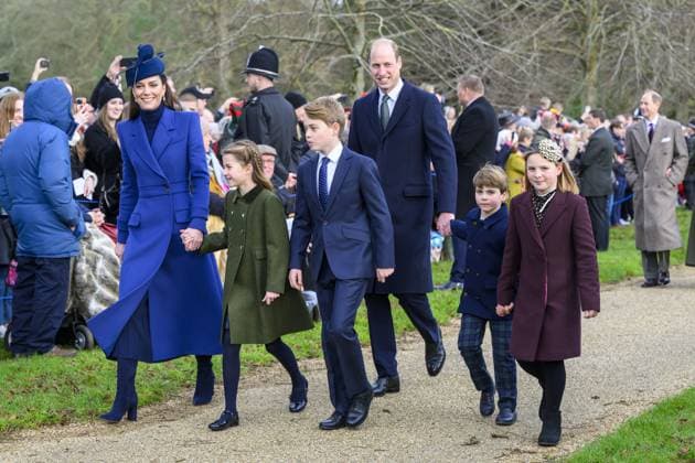 Members of the British Royal Family attend the Christmas Day service at Sandringham Featuring: Catherine Princess of Wales, Princess Charlotte, Prince George, Prince William, Prince Louis, Mia Tindall Where: Sandringham, Norfolk, United Kingdom When: 25 Dec 2023 Credit: Cover Images EDITORIAL USE ONLY. NOT FOR USE BY NEWSPAPERS BASED IN THE UK. Copyright: xx 53324696