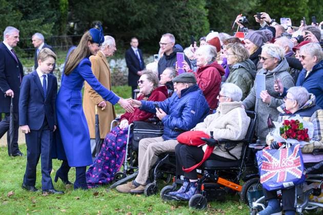 Members of the British Royal Family attend the Christmas Day service at Sandringham Featuring: Prince George, Catherine Princess of Wales Where: Sandringham, Norfolk, United Kingdom When: 25 Dec 2023 Credit: Cover Images EDITORIAL USE ONLY. NOT FOR USE BY NEWSPAPERS BASED IN THE UK. Copyright: xx 53324711