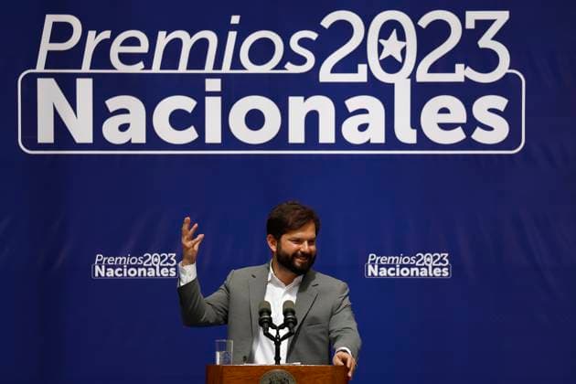 Santiago, December 26, 2023 The President of the Republic, Gabriel Boric, participates in the presentation of the National Awards 2023 Dragomir Yankovic Aton Chile, Santiago Chile Aton 861474  Copyright: DRAGOMIRxYANKOVIC ATONxCHILE
