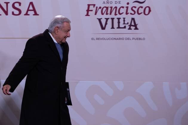 Mexican President Lopez Obrador News Conference December 28, 2023. Mexico City, Mexico. This morning, Mexican President AndrÃ s Manuel Lopez Obrador offered his morning press conference in which he answered questions from media representatives at National Palace. On December 28, 2023 in Mexico City. (Photo by Alex Dalton Eyepix Group) Copyright: xAlexxDalton xEyepixxGroupx AD_28122023_108278