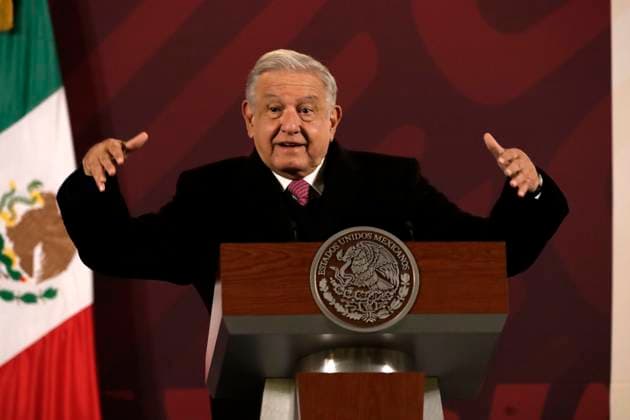 Andres Manuel Lopez Obrador, president of Mexico, announces the start of operations of the Mega Wellbeing Pharmacy December 29, 2023, Mexico City, Mexico: The President of Mexico, Andres Manuel Lopez Obrador announces the start of operations of the Mega Farmacia del Bienestar at the press conference at the National Palace in Mexico City. on December 29, 2023 in Mexico City, Mexico (Photo by Luis Barron Eyepix Group). Copyright: xLuisxBarronx xEyepixxGroupx LB20231229_6