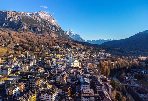 Cortina d Ampezzo in the Dolomites Italian Alps - aerial view Cortina d Ampezzo in the Dolomites Italian Alps - aerial view - travel photography Copyright: xZoonar.com ÊrikxLattweinx 17889691
