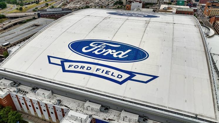 Ford Field in Detroit from above - aerial photography - DETROIT, MICHIGAN - JUNE 11, 2023 Ford Field in Detroit from above - aerial drone photography - DETROIT, MICHIGAN - JUNE 11, 2023 Copyright: xZoonar.com ÊrikxLattweinx 20455923