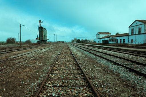 The railroad tracks at Arroyo Malpartida train station, Extremadura, Spain 1153678 RECORD DATE NOT STATED