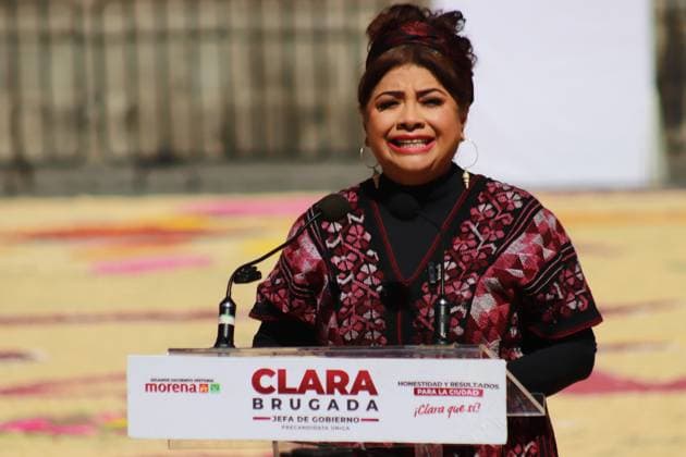 January 3, 2024 in Mexico City, Mexico: The sole candidate for the Head of Government of Mexico City Clara Brugada of the coalition made up of the political parties Morena, PT and PV, during her pre-campaign closing in Plaza 23 of May, at the Cuauhto moc mayor s office on January 3, 2024. In Mexico City, Mexico. Mexico City Mexico - ZUMAe321 20240103_zia_e321_012 Copyright: xCarlosxSantiagox
