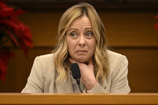Bilder des Jahres 2024, News 01 Januar News Themen der Woche KW01 News Bilder des Tages News - Conferenza Stampa Giorgia Meloni Giorgia Meloni during the press conference of the Prime Minister Giorgia Meloni, 4 January 2023, in the Chamber of Parliamentary Groups, Rome, Italy. Rome Aula dei Gruppi parlamentari della Camera Italy Copyright: xDomenicoxCippitellix xLiveMediax LPN_1180480