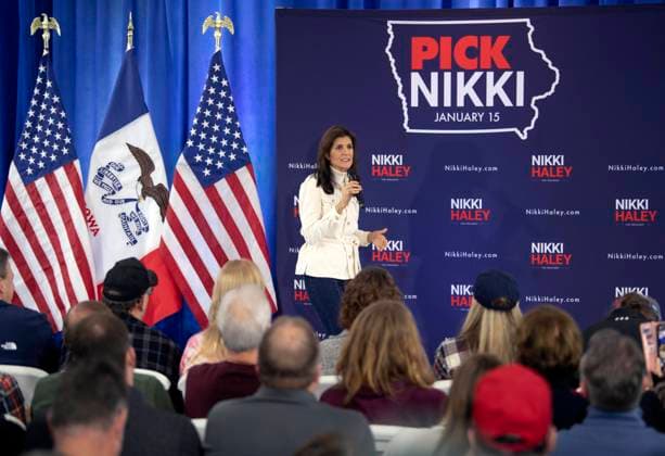 News Themen der Woche KW01 News Bilder des Tages January 06, 2024 - Indianola, Iowa, USA - Republican presidential hopeful NIKKI HALEY campaigns at the SkyView Vineyard and Event Center. Indianola USA - ZUMAce6_ 20240106_zaf_ce6_008 Copyright: xBrianxCahnx