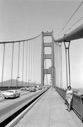 RECORD DATE NOT STATED My mother posing on the sidewalk of the golden gate bridge 1529558