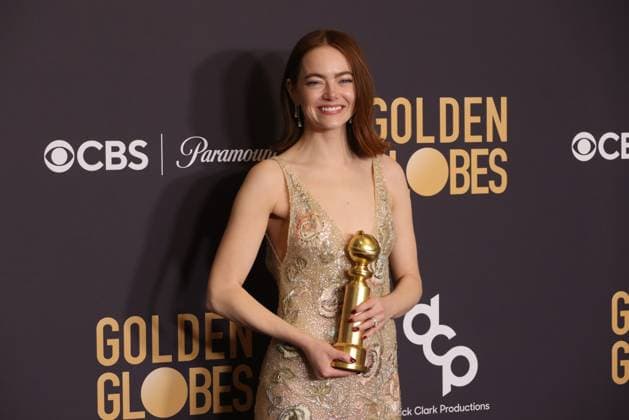 January 7, 2024, Beverly Hills, CA, USA: Emma Stone, winner of the Best Performance by an Actress in a Motion Picture, Musical or Comedy award for Poor Things poses in the press room during the 81st Annual Golden Globe Awards at The Beverly Hilton on January 07, 2024 in Beverly Hills, California. Beverly Hills USA - ZUMAs181 20240107_zea_s181_444 Copyright: xCraSHx